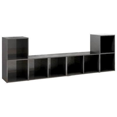 TV-tasot 4 kpl korkeakiilto harmaa 72x35x36,5 cm tekninen puu