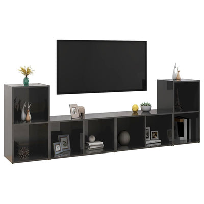 TV-tasot 4 kpl korkeakiilto harmaa 72x35x36,5 cm tekninen puu