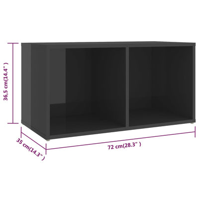 TV-tasot 4 kpl korkeakiilto harmaa 72x35x36,5 cm tekninen puu