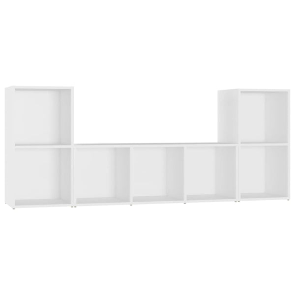 3-osainen TV-kaappisarja lastulevyä valkoisena