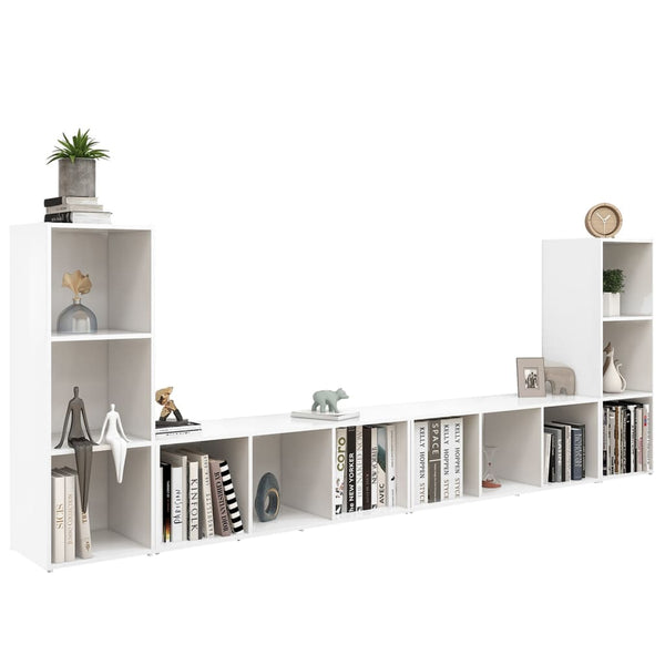 TV-tasot 4 kpl valkoinen 107x35x37 cm lastulevy