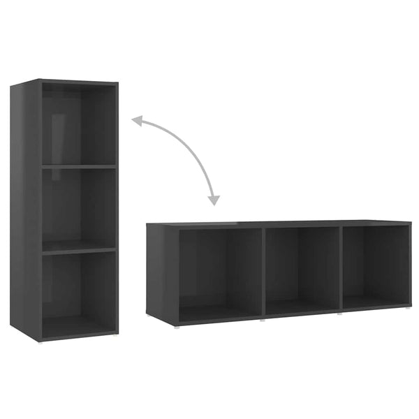 TV-tasot 4 kpl korkeakiilto harmaa 107x35x37 cm lastulevy