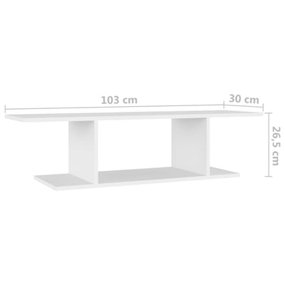 Seinäkiinnitettävä TV-taso valkoinen 103x30x26,5 cm
