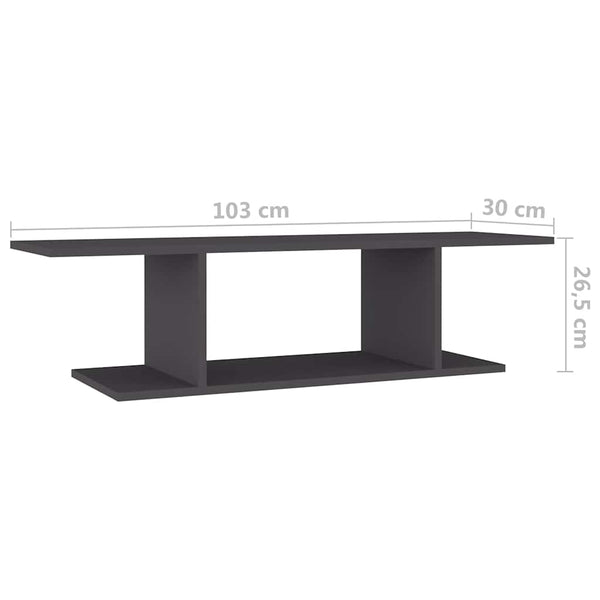 Seinäkiinnitettävä TV-taso harmaa 103x30x26,5 cm