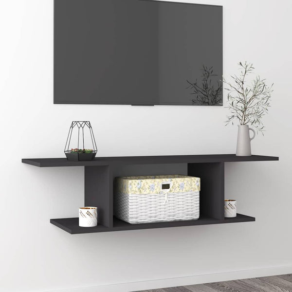 Seinäkiinnitettävä TV-taso harmaa 103x30x26,5 cm