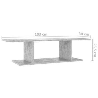 Seinäkiinnitettävä TV-taso betoninharmaa 103x30x26,5 cm