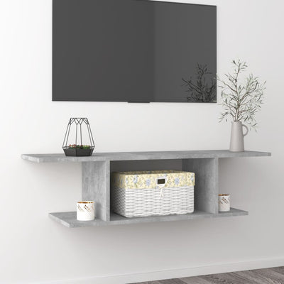 Seinäkiinnitettävä TV-taso betoninharmaa 103x30x26,5 cm