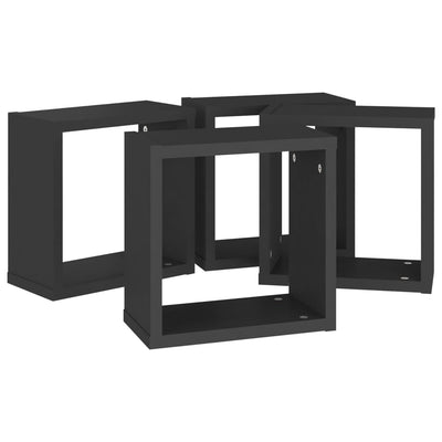 Kuutioseinähyllyt 4 kpl musta 30x15x30 cm