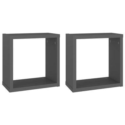 Kuutioseinähyllyt 2 kpl harmaa 30x15x30 cm