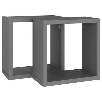 Kuutioseinähyllyt 2 kpl harmaa 30x15x30 cm