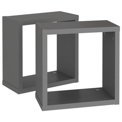 Kuutioseinähyllyt 2 kpl harmaa 30x15x30 cm