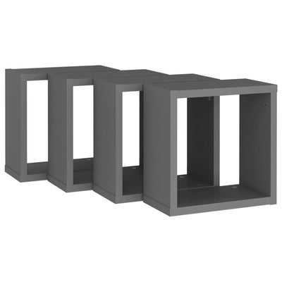 Kuutioseinähyllyt 4 kpl harmaa 30x15x30 cm