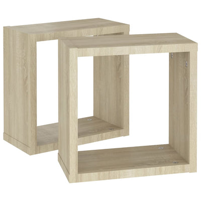 Kuutioseinähyllyt 2 kpl Sonoma-tammi 30x15x30 cm