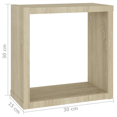 Kuutioseinähyllyt 4 kpl Sonoma-tammi 30x15x30 cm