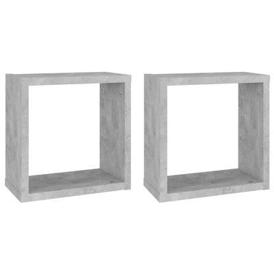 Kuutioseinähyllyt 2 kpl betoninharmaa 30x15x30 cm