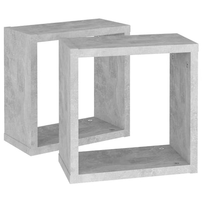 Kuutioseinähyllyt 2 kpl betoninharmaa 30x15x30 cm