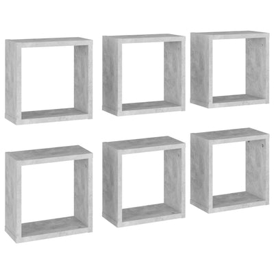 Kuutioseinähyllyt 6 kpl betoninharmaa 30x15x30 cm