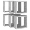 Kuutioseinähyllyt 6 kpl betoninharmaa 30x15x30 cm