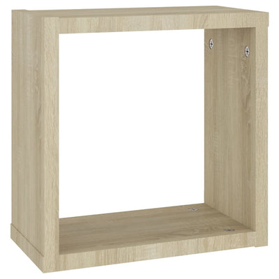 Kuutioseinähyllyt 2 kpl valk. ja Sonoma-tammi 30x15x30 cm