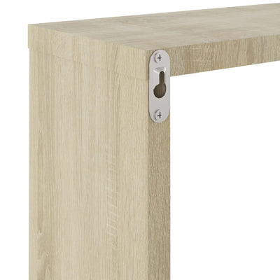 Kuutioseinähyllyt 2 kpl valk. ja Sonoma-tammi 30x15x30 cm