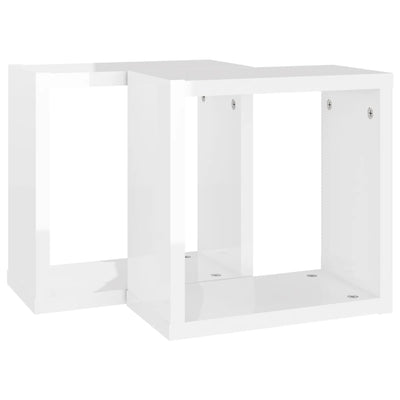 Kuutioseinähyllyt 2 kpl korkeakiilto valkoinen 30x15x30 cm