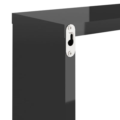 Kuutioseinähyllyt 2 kpl korkeakiilto musta 30x15x30 cm