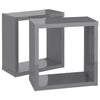 Kuutioseinähyllyt 2 kpl korkeakiilto harmaa 30x15x30 cm