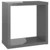 Kuutioseinähyllyt 2 kpl korkeakiilto harmaa 30x15x30 cm