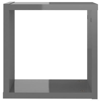 Kuutioseinähyllyt 2 kpl korkeakiilto harmaa 30x15x30 cm