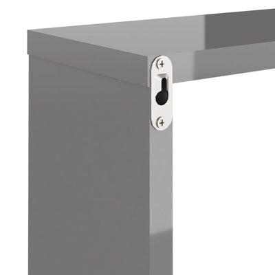 Kuutioseinähyllyt 2 kpl korkeakiilto harmaa 30x15x30 cm