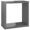 Kuutioseinähyllyt 4 kpl korkeakiilto harmaa 30x15x30 cm