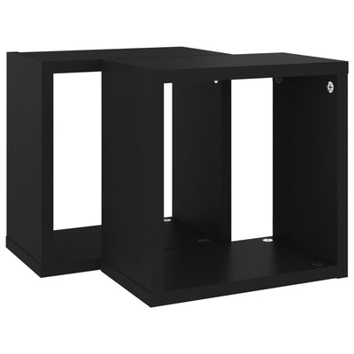 Kuutioseinähyllyt 2 kpl musta 26x15x26 cm