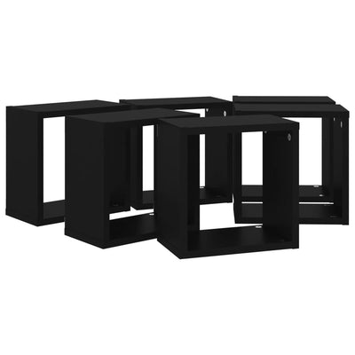 Kuutioseinähyllyt 6 kpl musta 26x15x26 cm