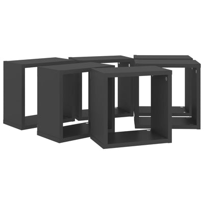 Kuutioseinähyllyt 6 kpl harmaa 26x15x26 cm