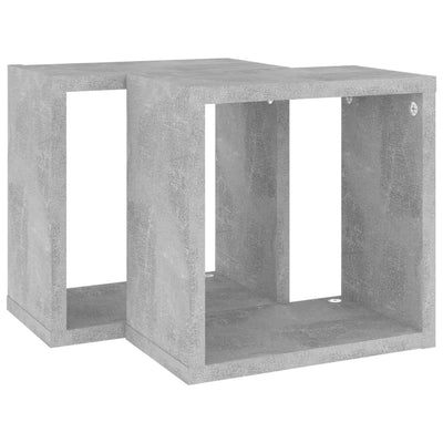 Kuutioseinähyllyt 2 kpl betoninharmaa 26x15x26 cm