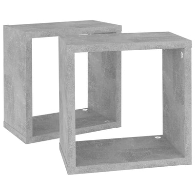 Kuutioseinähyllyt 2 kpl betoninharmaa 26x15x26 cm