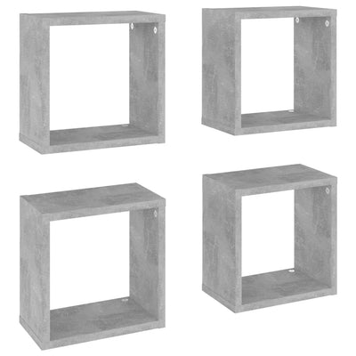 Kuutioseinähyllyt 4 kpl betoninharmaa 26x15x26 cm