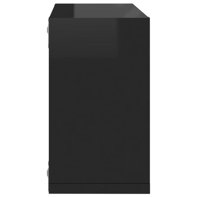 Kuutioseinähyllyt 2 kpl korkeakiilto musta 26x15x26 cm
