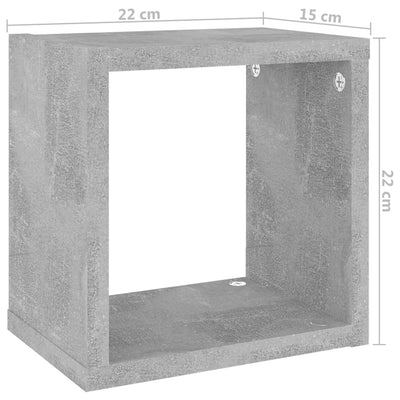 Kuutioseinähyllyt 4 kpl betoninharmaa 22x15x22 cm