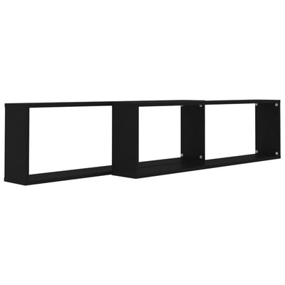 Kuutioseinähyllyt 2 kpl musta 100x15x30 cm tekninen puu