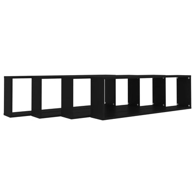 Kuutioseinähyllyt 4 kpl musta 100x15x30 cm tekninen puu