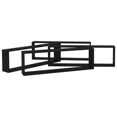 Kuutioseinähyllyt 4 kpl musta 100x15x30 cm tekninen puu