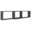 Kuutioseinähyllyt 2 kpl harmaa 100x15x30 cm lastulevy