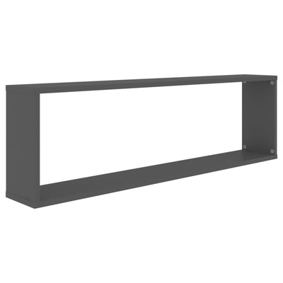 Kuutioseinähyllyt 2 kpl harmaa 100x15x30 cm lastulevy