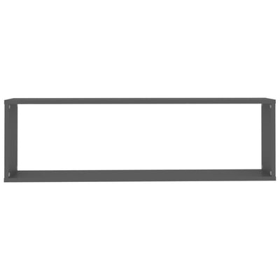 Kuutioseinähyllyt 2 kpl harmaa 100x15x30 cm lastulevy