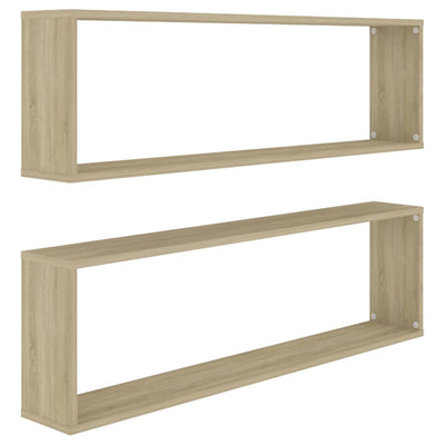 Kuutioseinähyllyt 2 kpl Sonoma-tammi 100x15x30 cm lastulevy