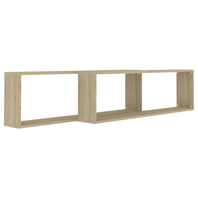 Kuutioseinähyllyt 2 kpl Sonoma-tammi 100x15x30 cm lastulevy