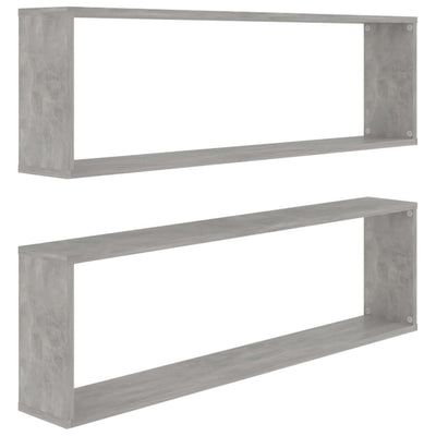 Kuutioseinähyllyt 2 kpl betoninharmaa 100x15x30 cm tekninen puu