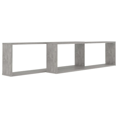 Kuutioseinähyllyt 2 kpl betoninharmaa 100x15x30 cm tekninen puu