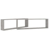 Kuutioseinähyllyt 2 kpl betoninharmaa 100x15x30 cm tekninen puu